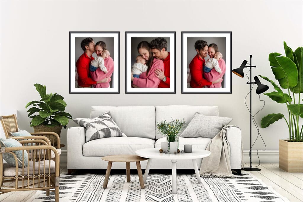 wall art mockup of valentine's themed 3 month milestone photography session in knoxville tn