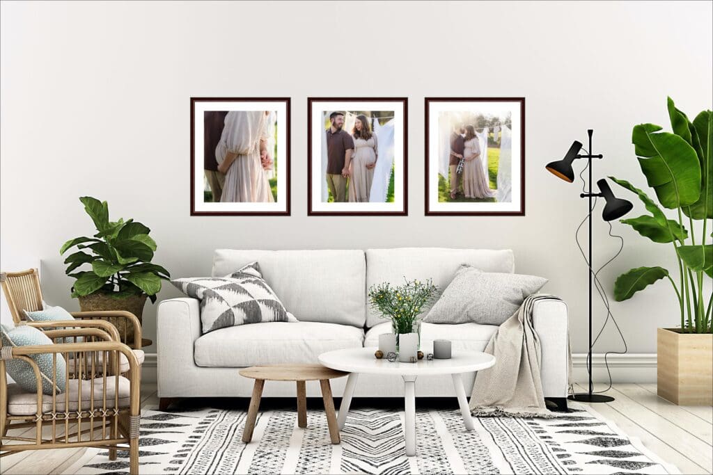 wall art mockup during knoxville maternity photography session at the Holmstead studio