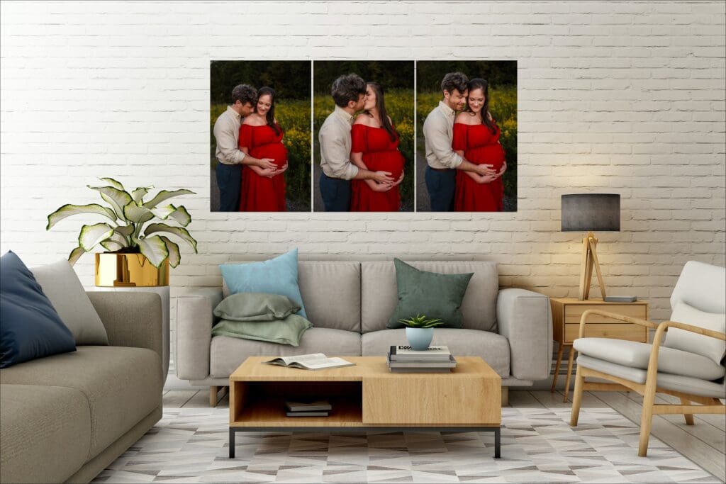 wall art mockup during knoxville maternity photo shoot at seven isalnds park in kodak