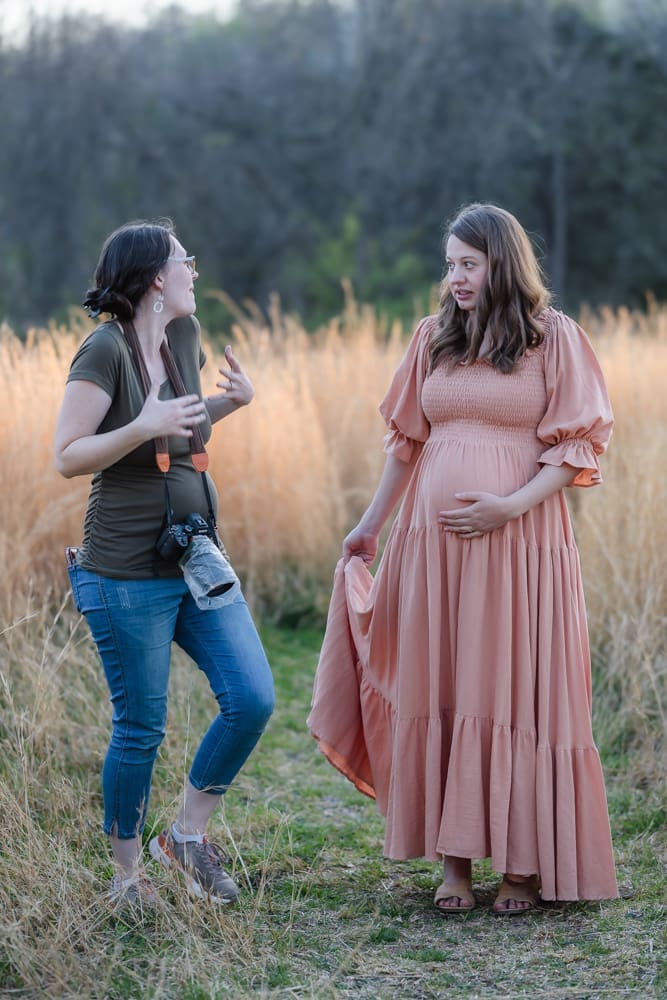 bts during knoxville maternity photography session at the Holmstead studio