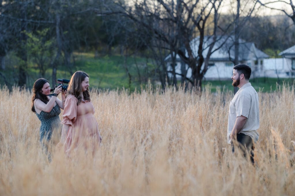bts during knoxville maternity photography session at the Holmstead studio